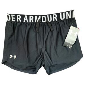 Under Armour Girls HeatGear Athletic Shorts YLG Black Running Gym NWT